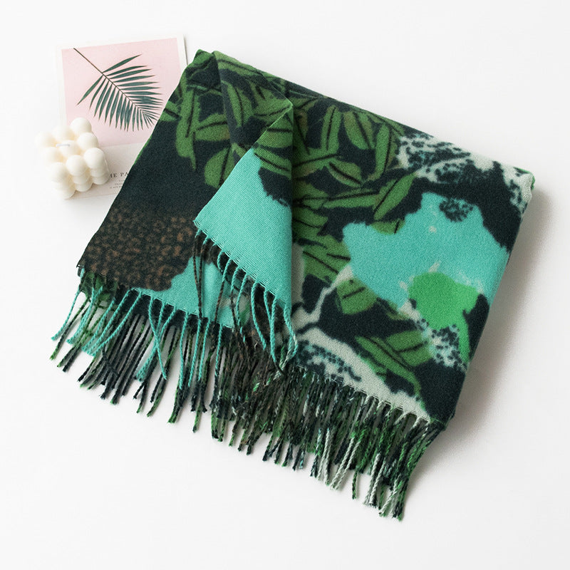 FH24-5772 Warm cashmere retro tassel scarf winter scarf