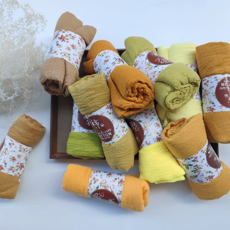 WJ01 Cotton scarf solid color scarf wrinkled bubble scarf shawl headscarf
