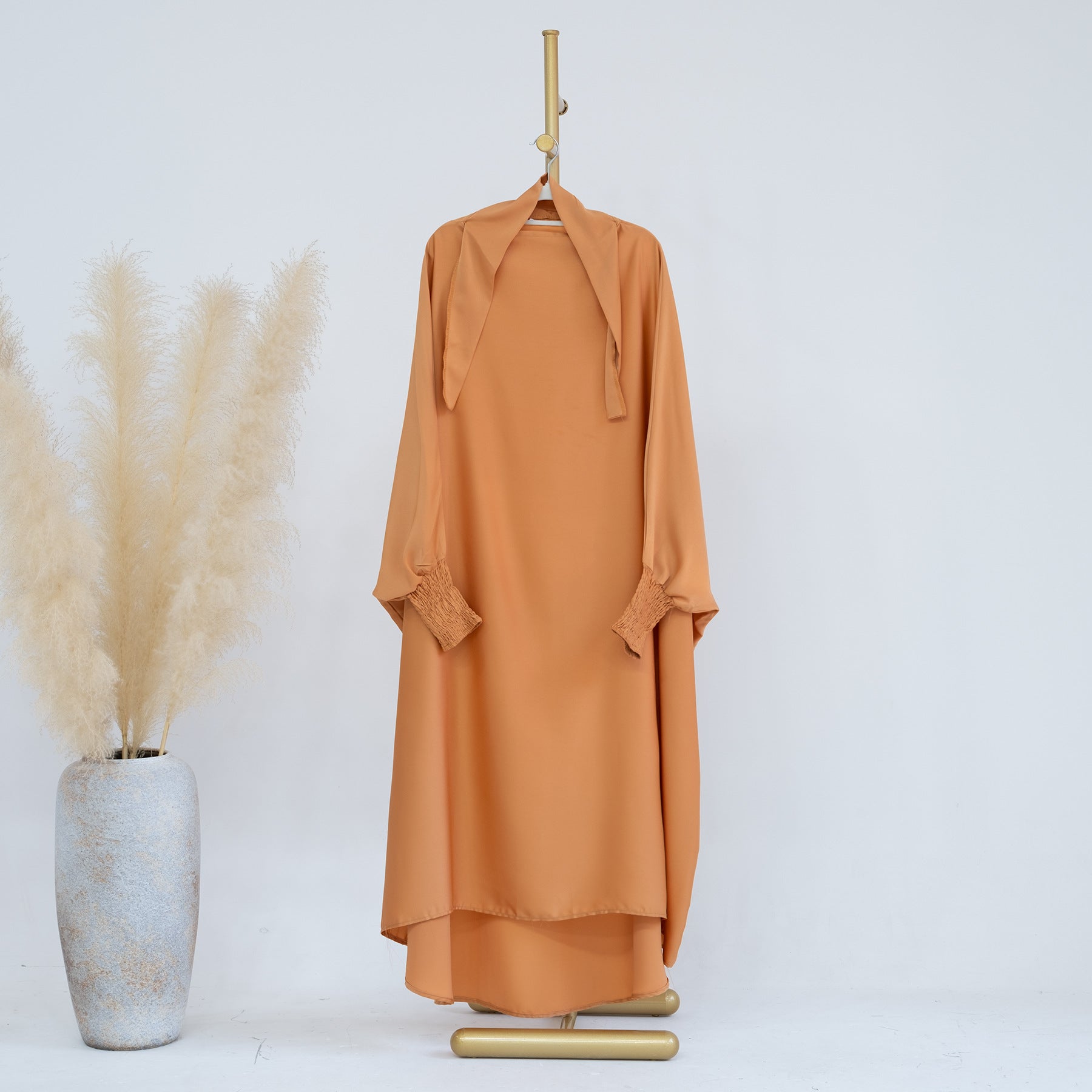 LR662 Pakaian gaun panjang kanak-kanak warna solid abaya abaya