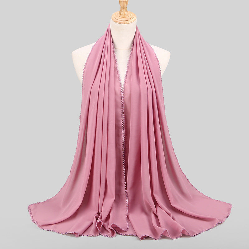 MSL037 tudung tudung lace lace pearl chiffon plain