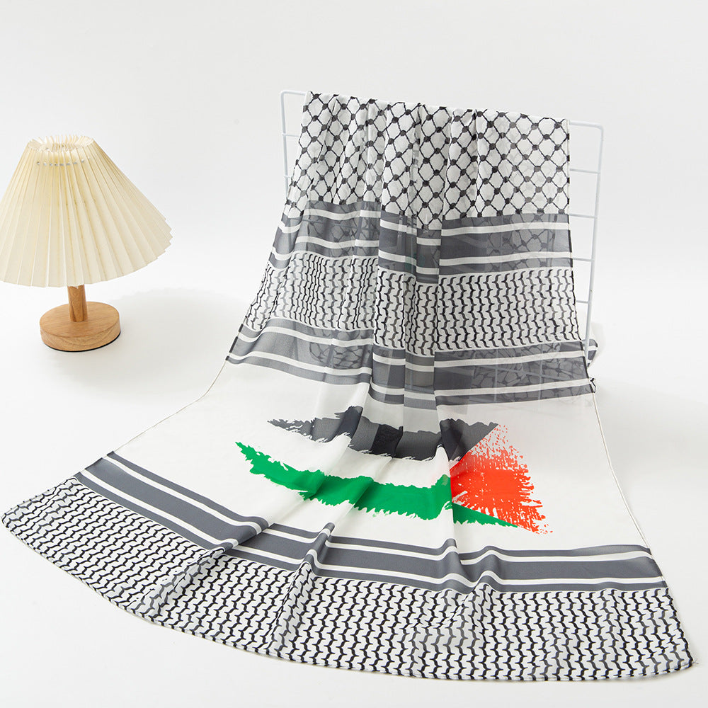 WJA290 Chiffon Printed Event Decorative Scarf Shawl Head Scarf Palestinian Head Scarf