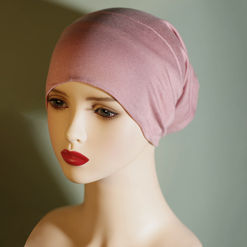 QY001 Tiada pil, tiada pudar, topi tong pelbagai warna, warna pepejal, kapas tulen, topi asas kapas mercerized, tudung kapas untuk wanita, anjal dan bernafas