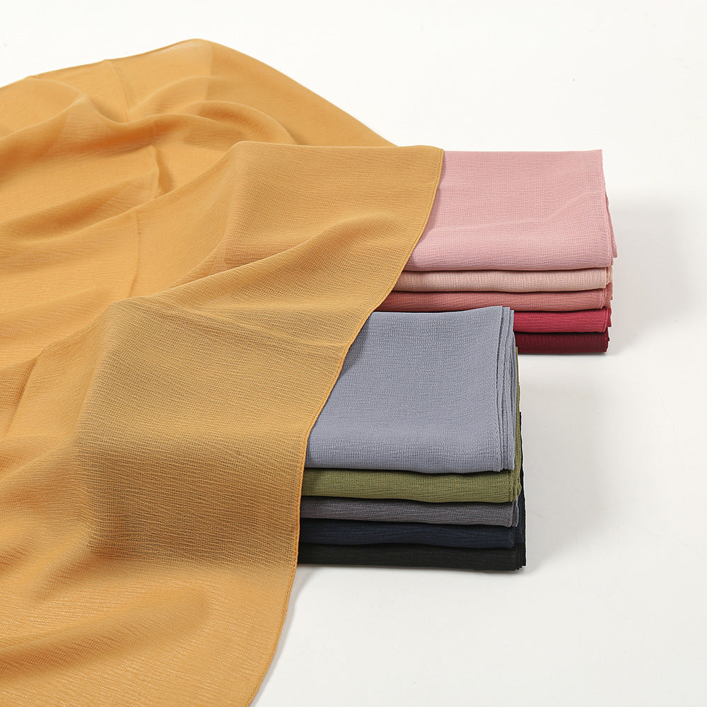 YW217 110*110 plain pleated kerchief hijab