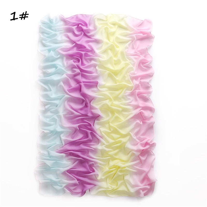 YZ19 Candy color print gradient rainbow stripe pearl chiffon hijab hijab/tudung printed hijab printed scarf Gradient