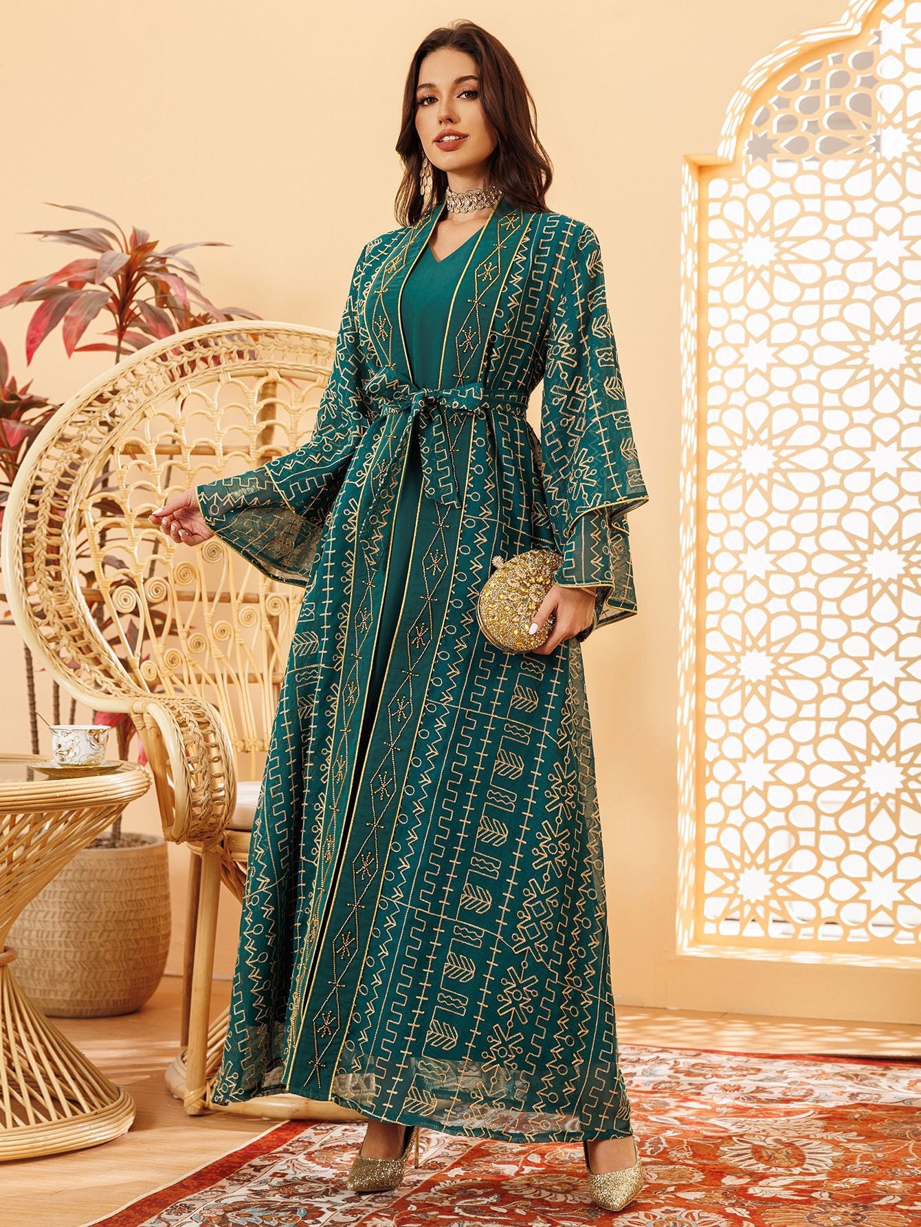 AB445 Mesh embroidered dress
