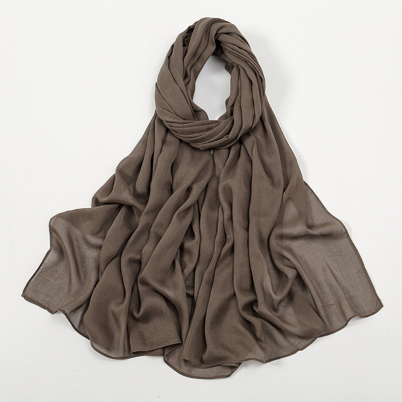 VS694New solid color curled cotton long scarf women's headscarf - MinYang Fashion Apparel Accessory Manufacturer