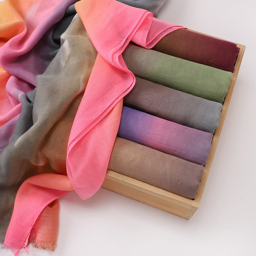 MSL411 Gradient color stitching casual hijab - MOQ:2
