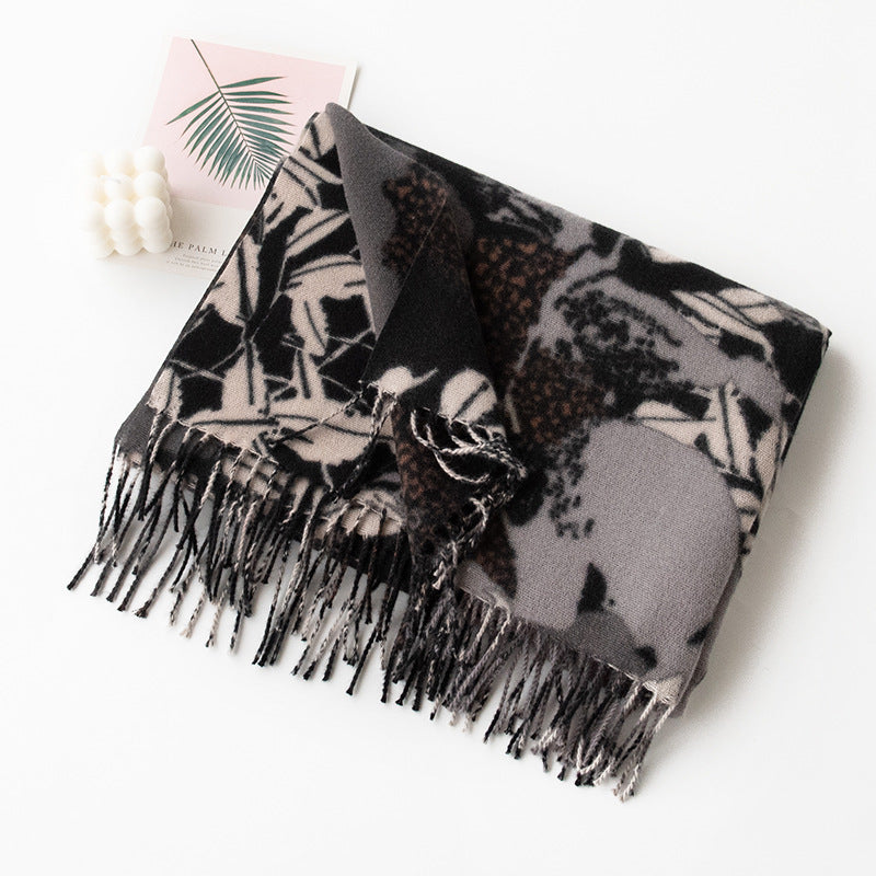 FH24-5772 Warm cashmere retro tassel scarf winter scarf