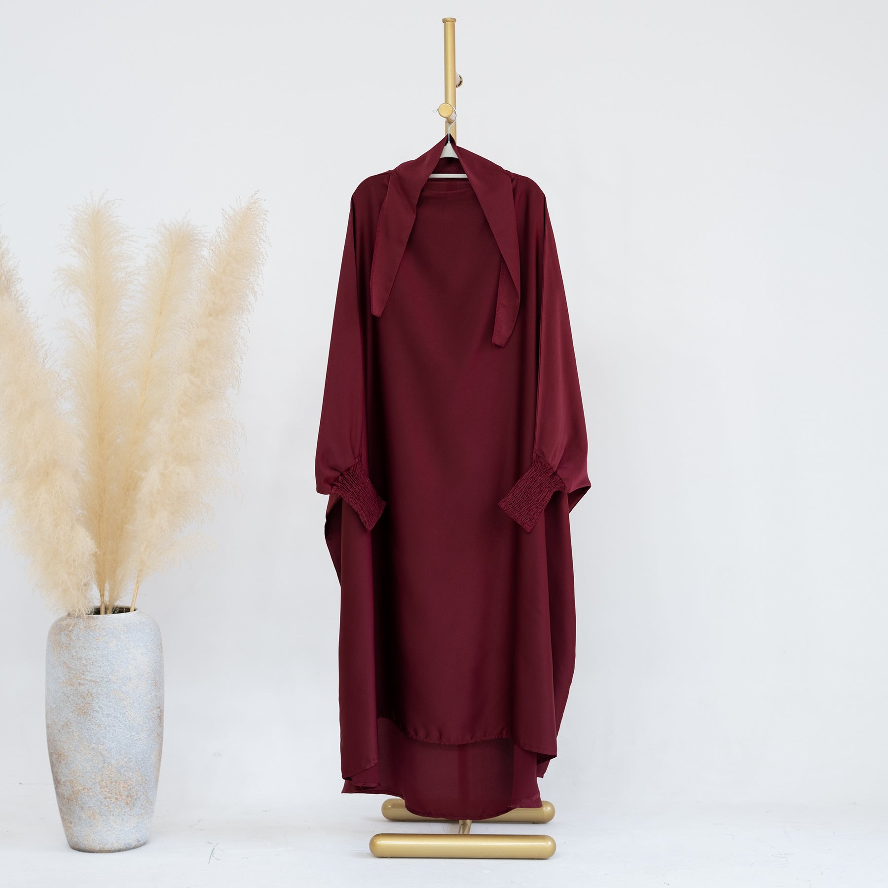 LR662 Pakaian gaun panjang kanak-kanak warna solid abaya abaya