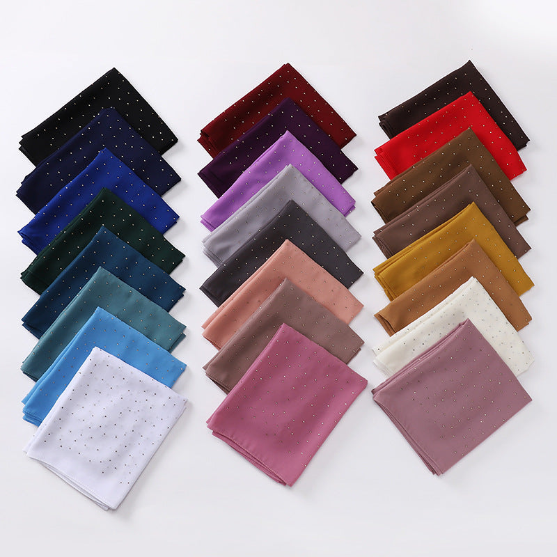 MSL289 plain pearl chiffon hot stamping diamond hijab scarf - MinYang Fashion Apparel Accessory Manufacturer