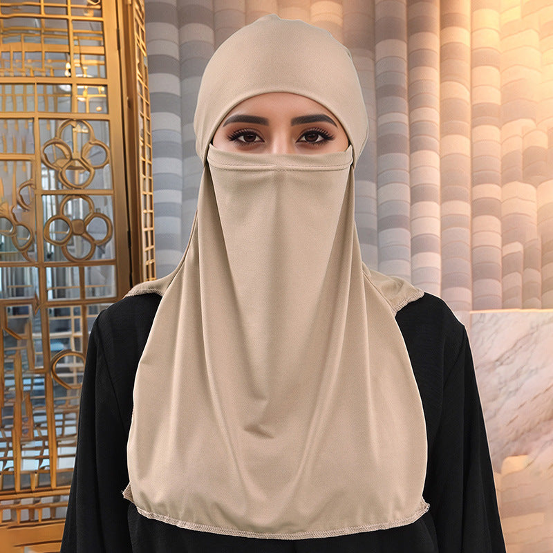 MSL095 Crystal hemp face covering solid color hijab cap