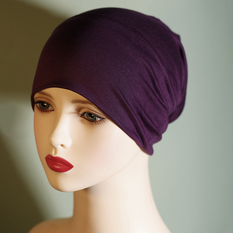QY001 Tiada pil, tiada pudar, topi tong pelbagai warna, warna pepejal, kapas tulen, topi asas kapas mercerized, tudung kapas untuk wanita, anjal dan bernafas