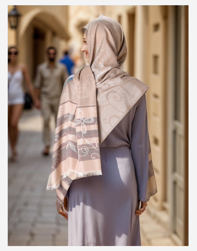 03-9 Striped scarf ethnic style Iranian Turkish hijab/tudung