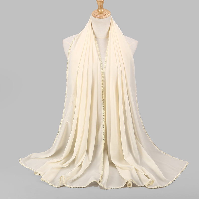 MSL037 tudung tudung lace lace pearl chiffon plain