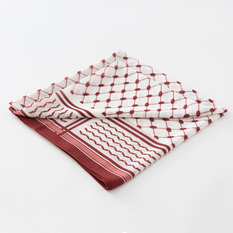 WJA270 New Style Chiffon Printed Plaid Square Scarf