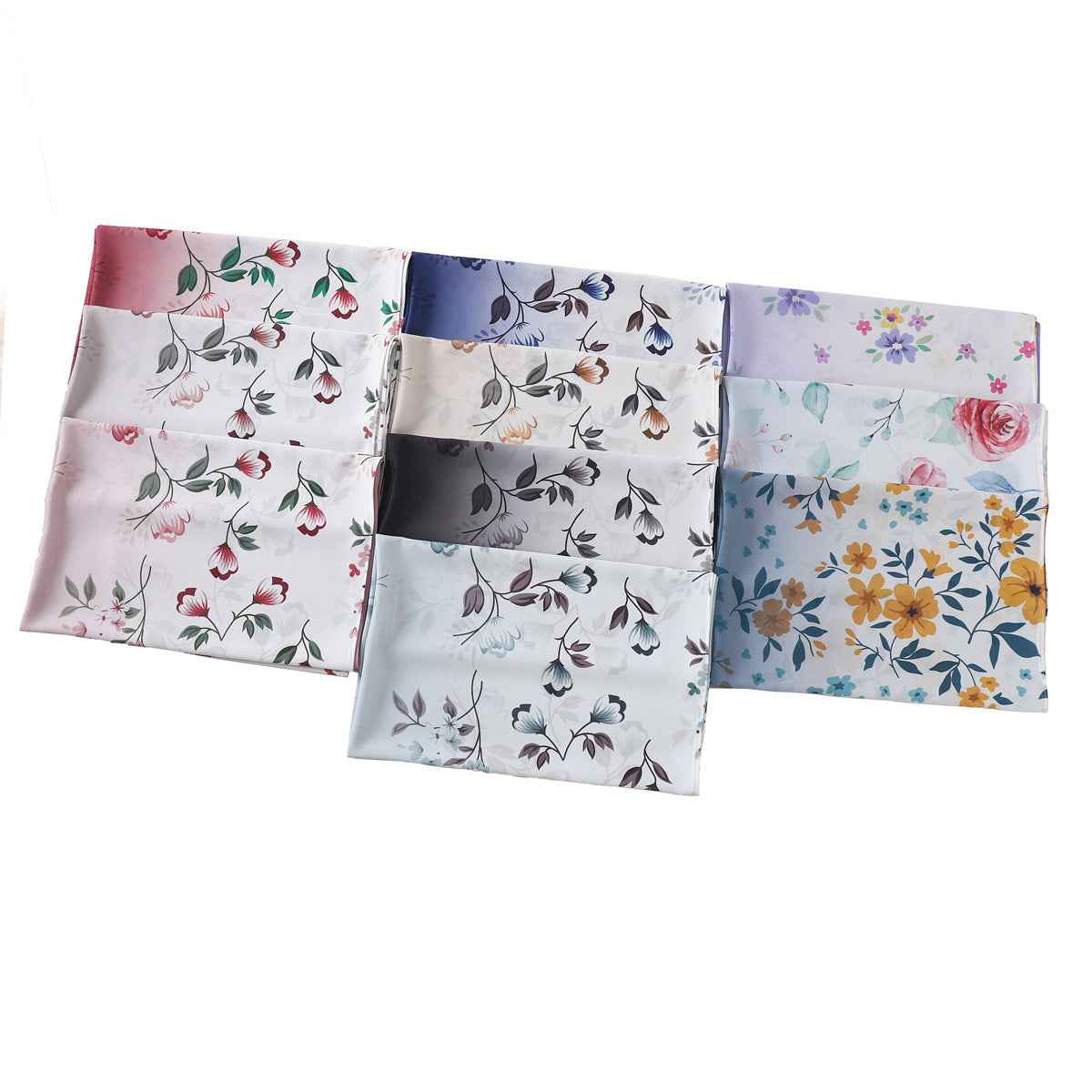YZ202 Ombre Floral Print Pearl Chiffon Hijab