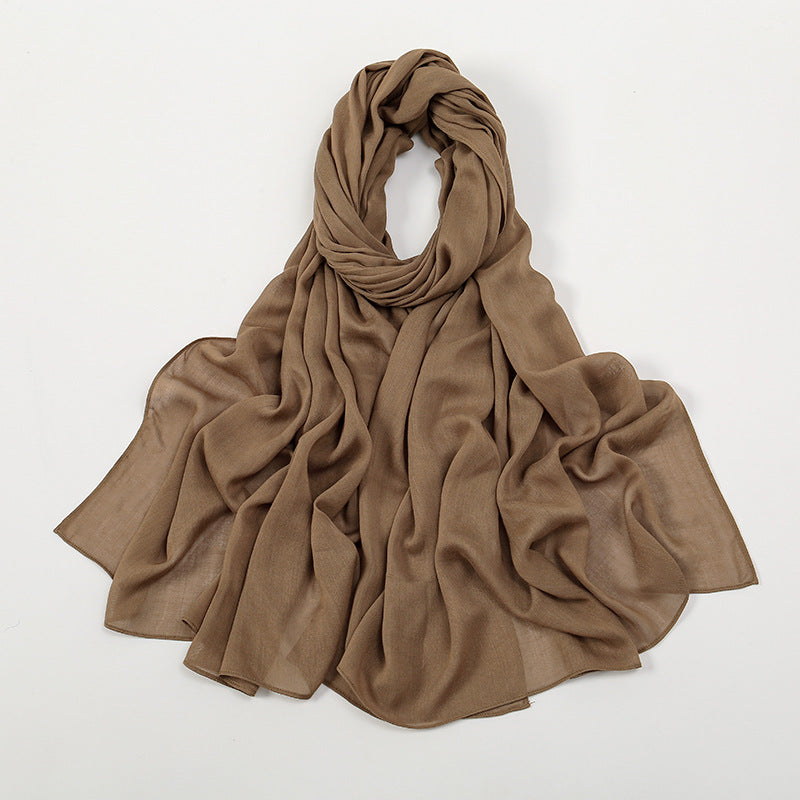 VS694New solid color curled cotton long scarf women's headscarf - MinYang Fashion Apparel Accessory Manufacturer