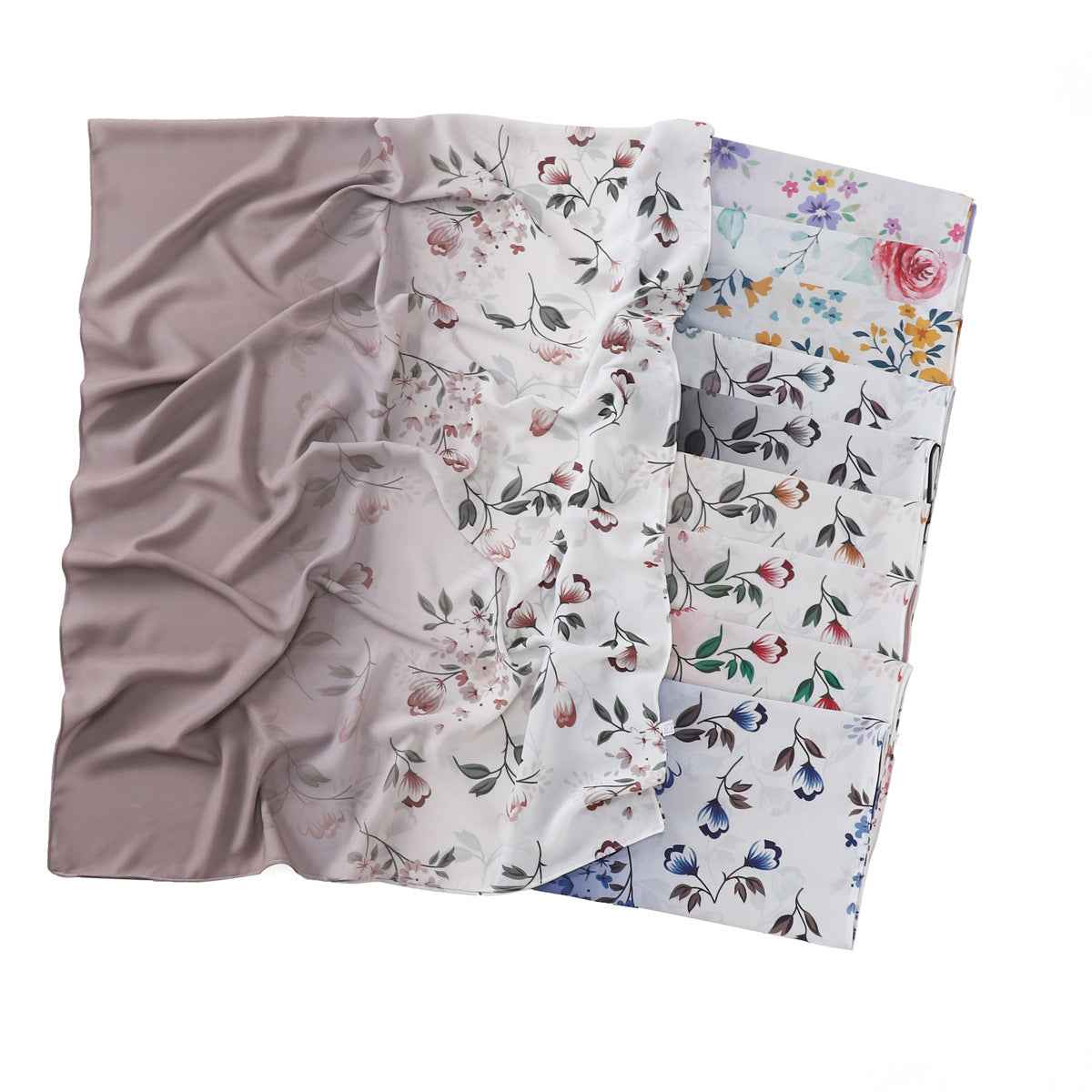 YZ202 Ombre Floral Print Pearl Chiffon Hijab