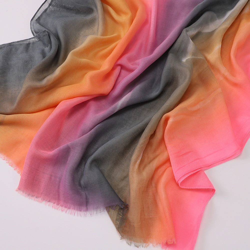 MSL411 Gradient color stitching casual hijab - MOQ:2
