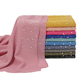 YS021  Pearl Chiffon Diamond Long Scarf for Women - MOQ:2 - MinYang Fashion Apparel Accessory Manufacturer