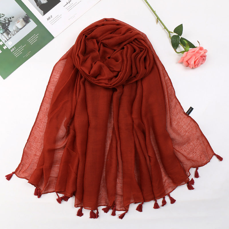 VS209 tassel voile plain hijab