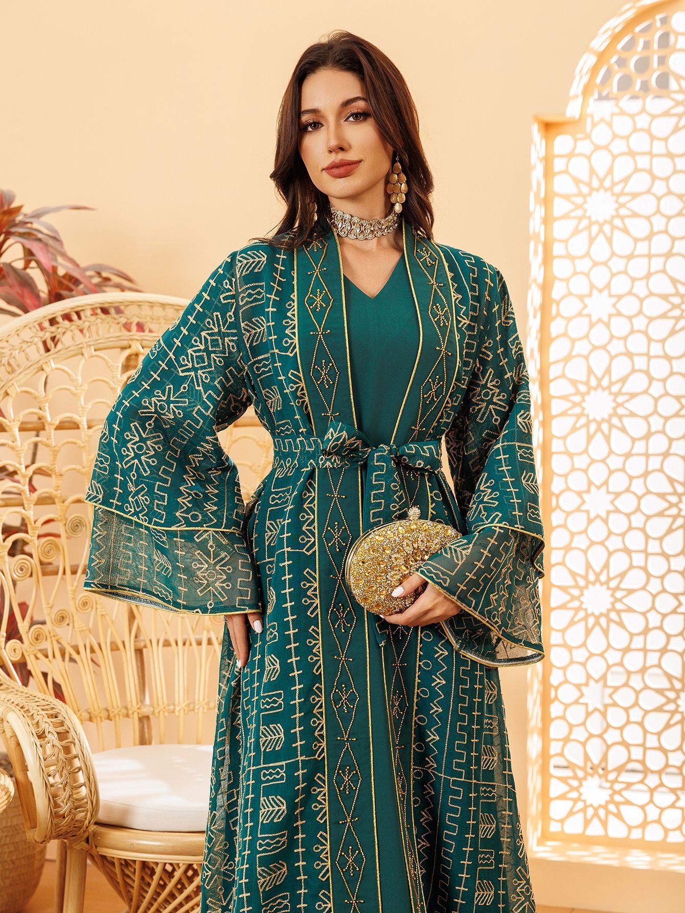 AB445 Mesh embroidered dress