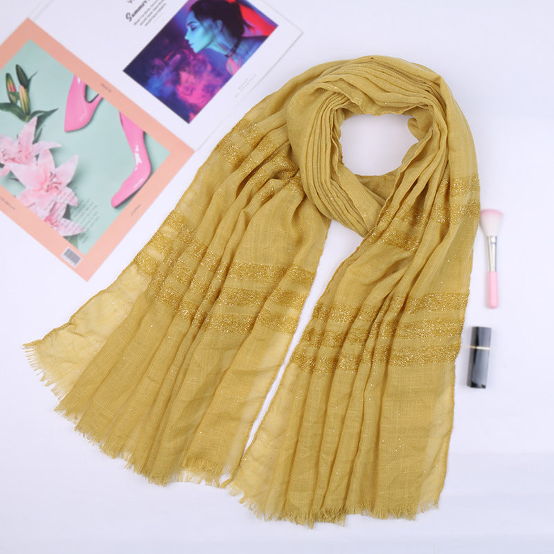 VS169 New pure cotton solid color long scarf - MinYang Fashion Apparel Accessory Manufacturer
