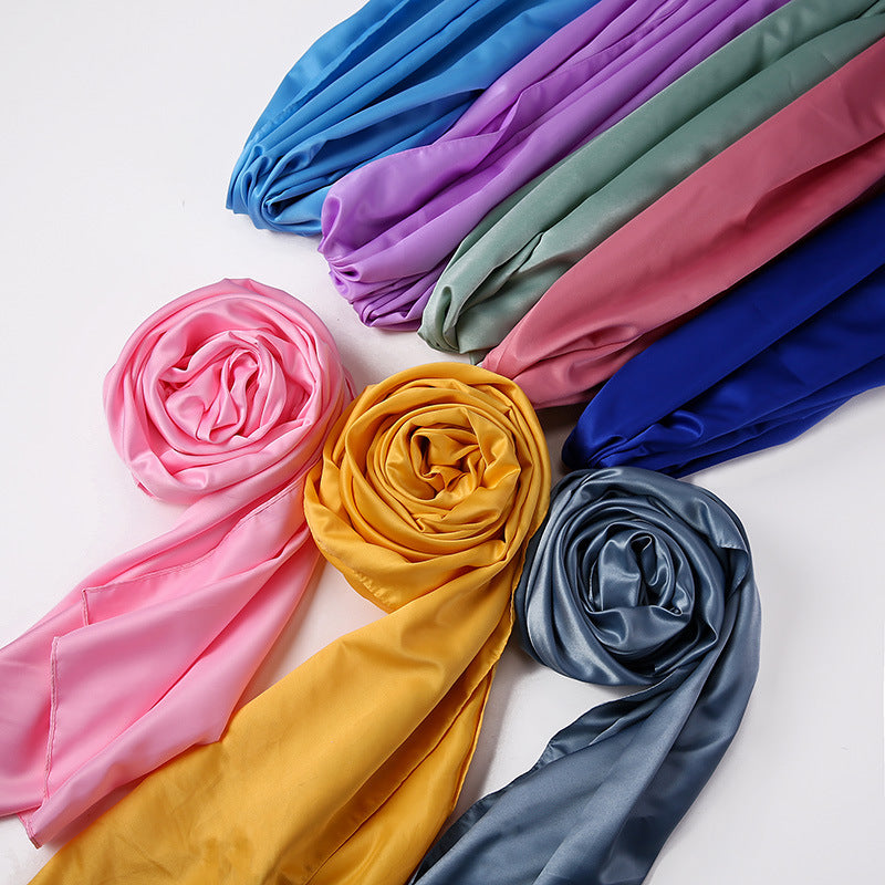 MS140 plain satin hijab scarf - MinYang Fashion Apparel Accessory Manufacturer