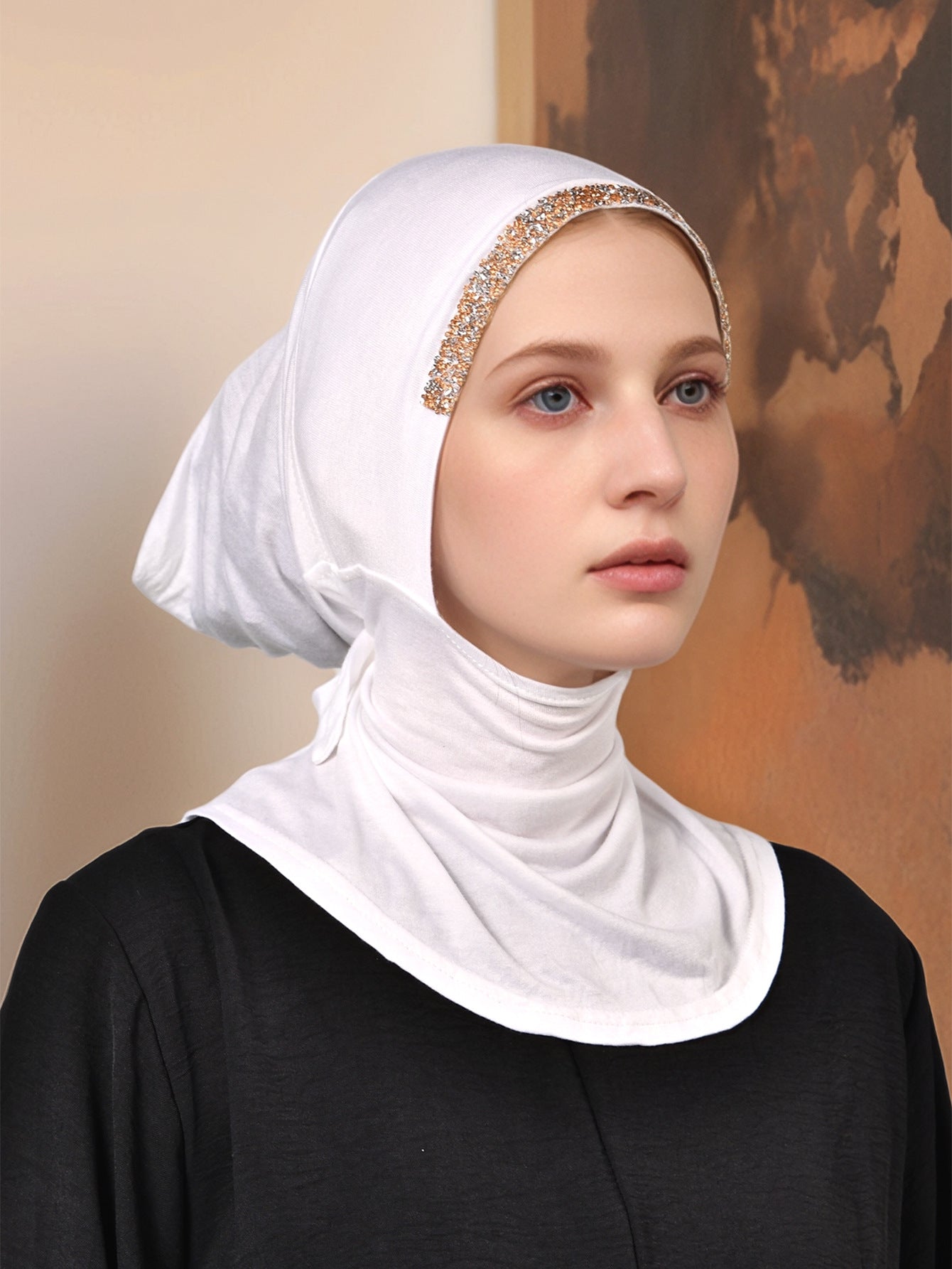 RS016 Mercerized cotton bottoming cap with hot diamond straps
