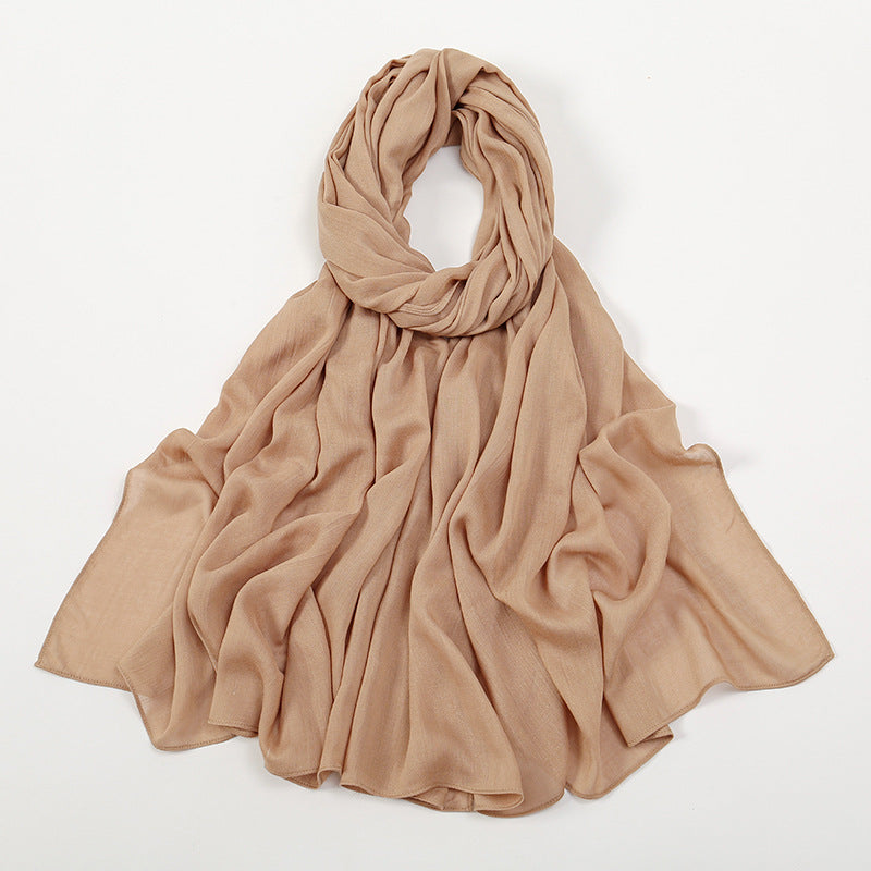 VS694New solid color curled cotton long scarf women's headscarf - MinYang Fashion Apparel Accessory Manufacturer
