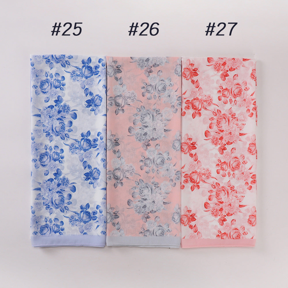 MSL333 New spring and summer pearl chiffon digital printing color scarf New spring and summer pearl chiffon digital printing color scarf