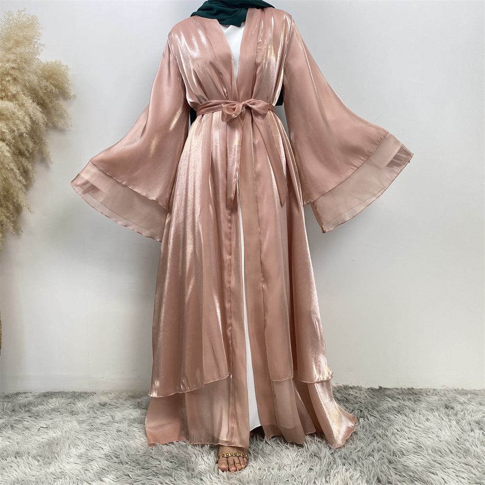 1926 Muslim Shiny Satin Cardigan Robe - MinYang Fashion Apparel Accessory Manufacturer