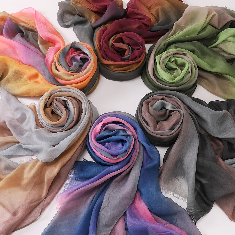MSL411 Gradient color stitching casual hijab - MOQ:2