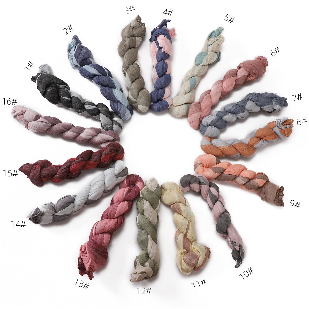 YZ205 Cotton and linen gradient wrinkled dyed long scarf hijab hijab/tudung printed hijab printed scarf Gradient - MinYang Fashion Apparel Accessory Manufacturer