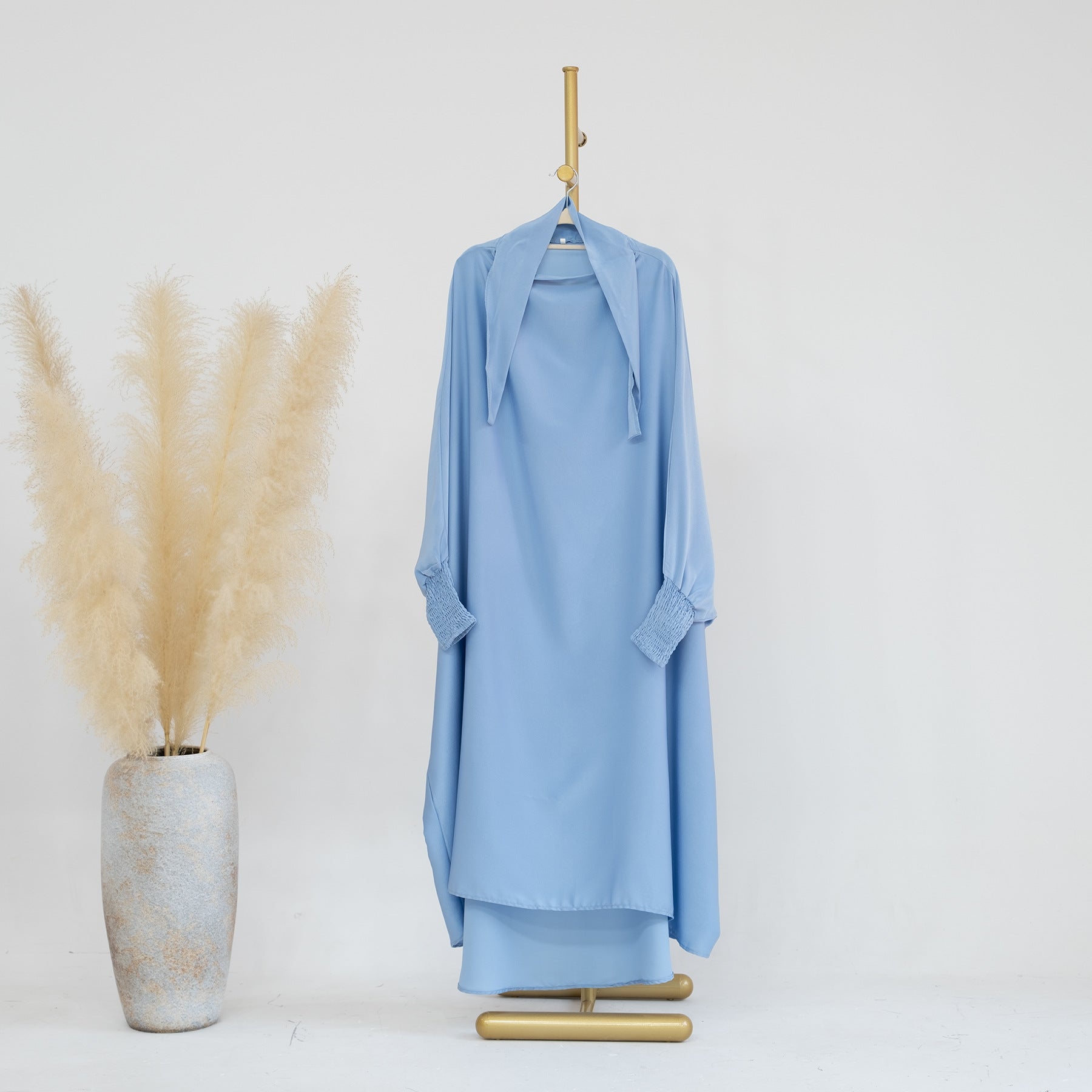 LR662 Pakaian gaun panjang kanak-kanak warna solid abaya abaya
