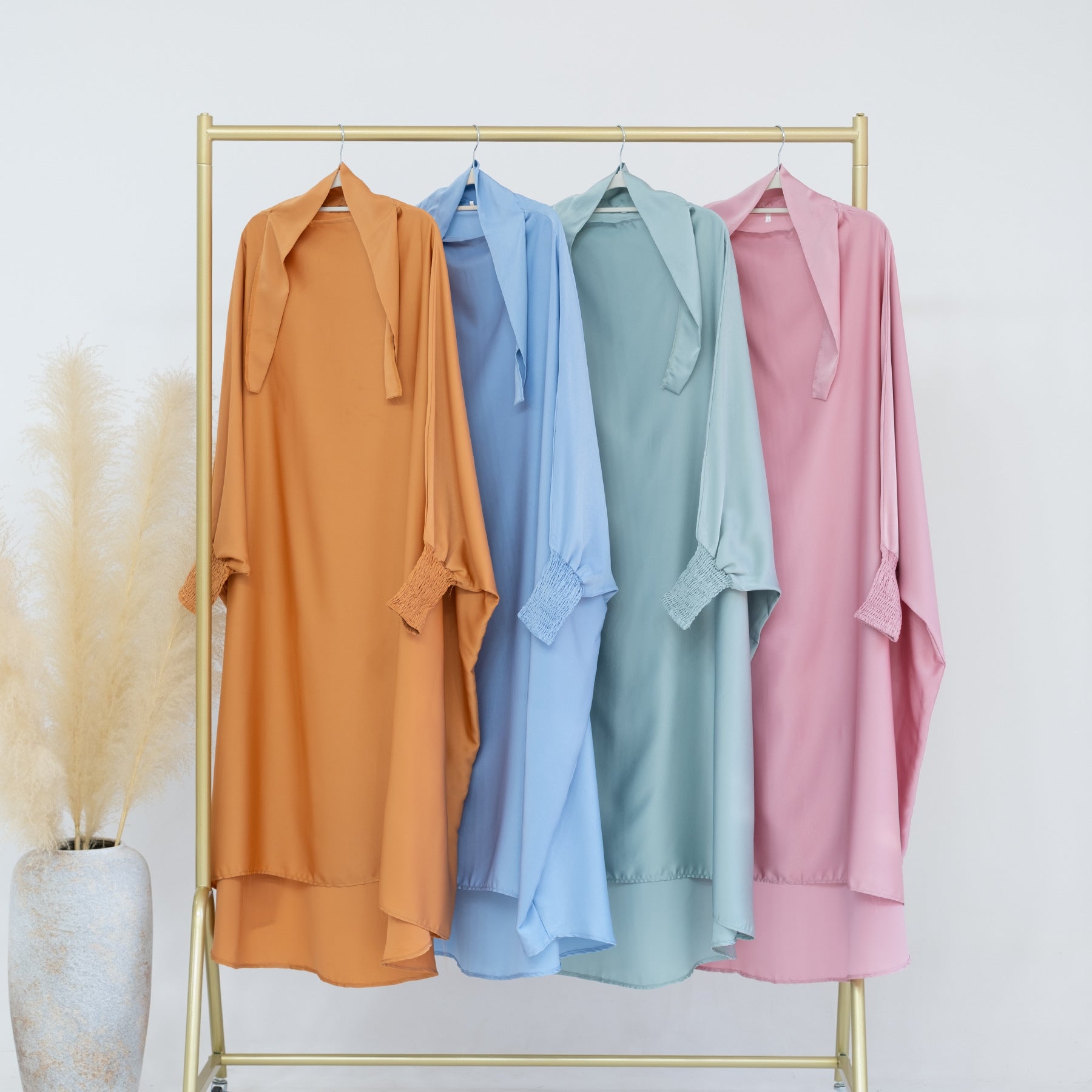 LR662 Pakaian gaun panjang kanak-kanak warna solid abaya abaya