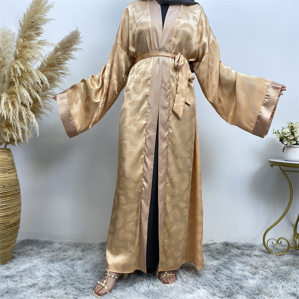 1948 printed satin muslim abaya dress