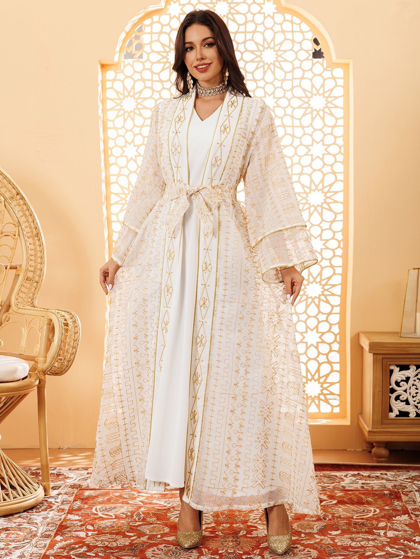 AB445 Mesh embroidered dress