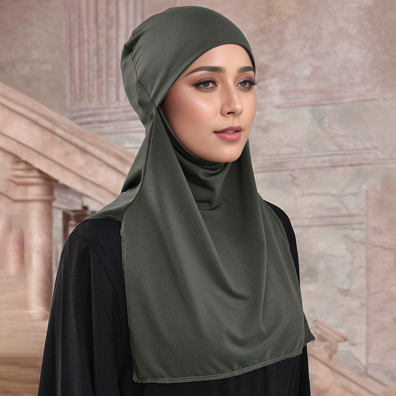 MSL095 Crystal hemp face covering solid color hijab cap