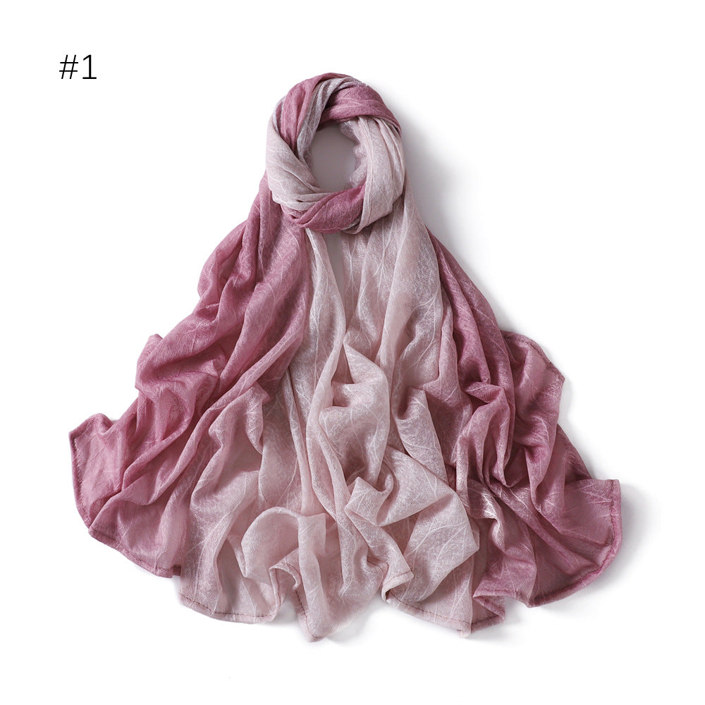 YZ80 Lace breathable hollow slightly elastic wave gradient color hijab hijab/tudung printed hijab printed scarf Gradient