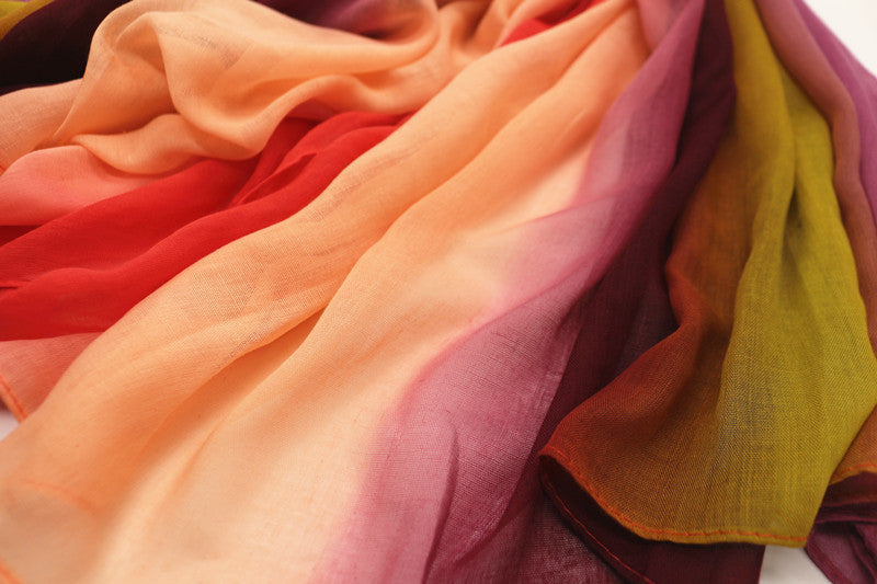 xmr Rainbow cotton and linen scarf Gradient hijab hijab/tudung printed hijab printed scarf - MinYang Fashion Apparel Accessory Manufacturer