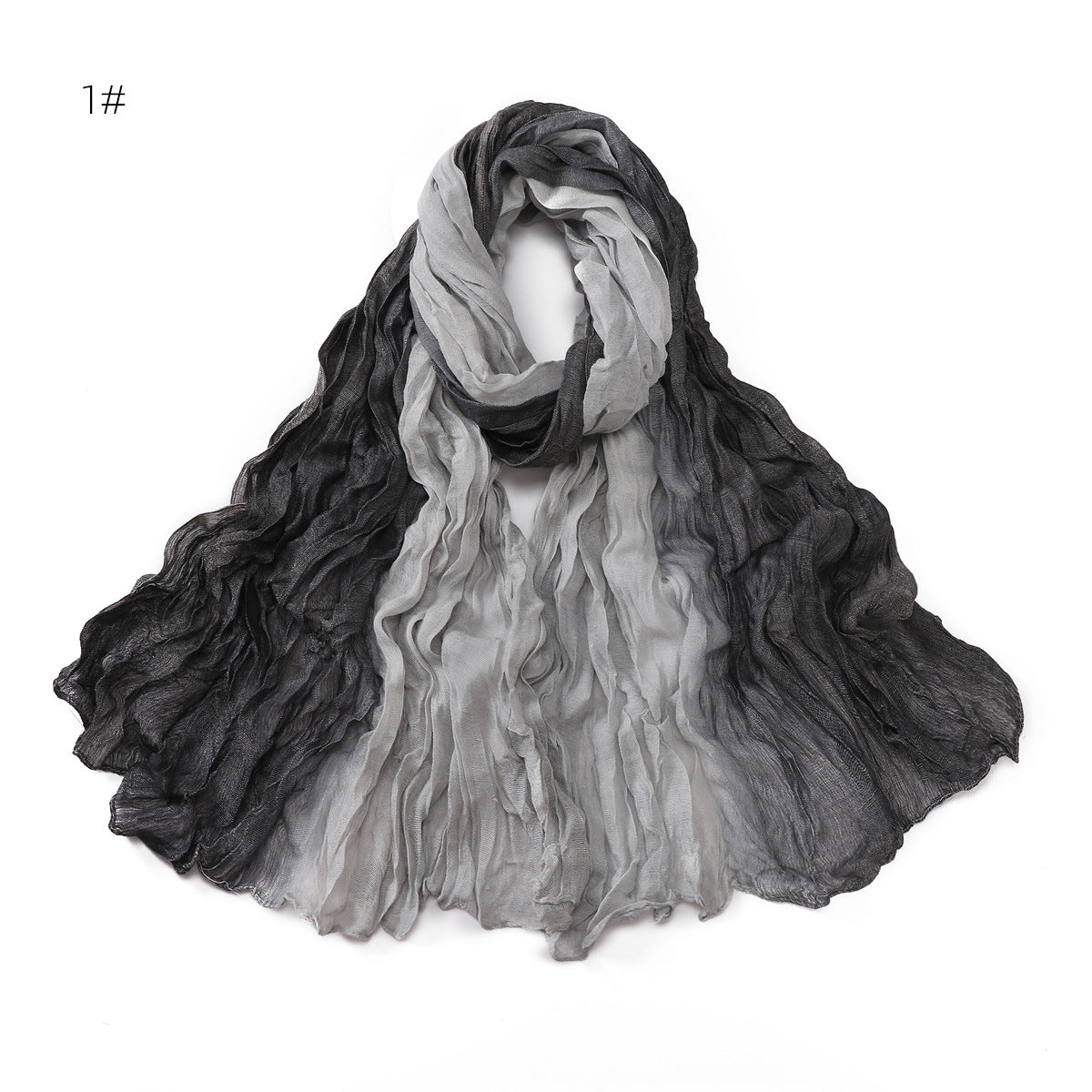 YZ205 Cotton and linen gradient wrinkled dyed long scarf hijab hijab/tudung printed hijab printed scarf Gradient - MinYang Fashion Apparel Accessory Manufacturer