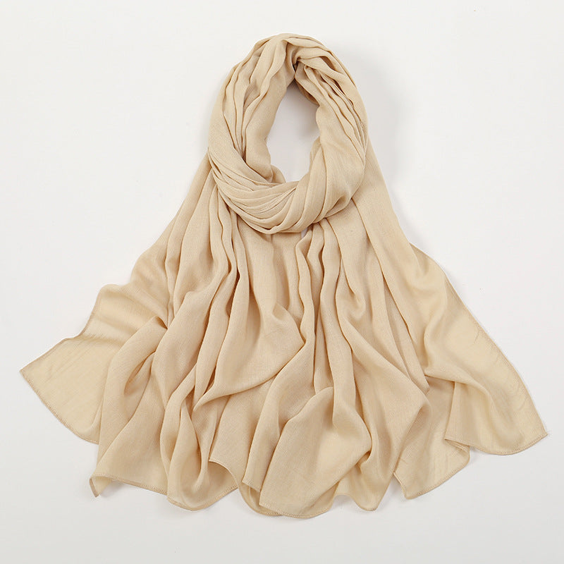 VS694New solid color curled cotton long scarf women's headscarf - MinYang Fashion Apparel Accessory Manufacturer