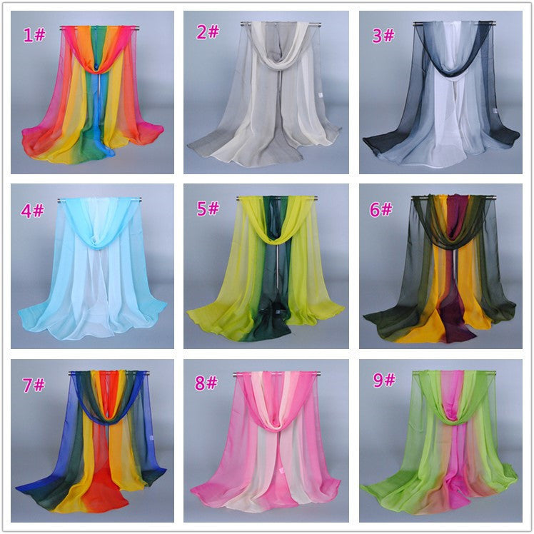 1002 gradient color georgette thin hijab scarf - MinYang Fashion Apparel Accessory Manufacturer