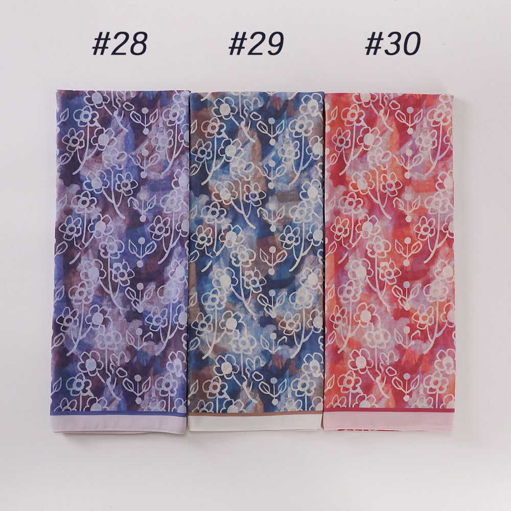 MSL333 New spring and summer pearl chiffon digital printing color scarf New spring and summer pearl chiffon digital printing color scarf