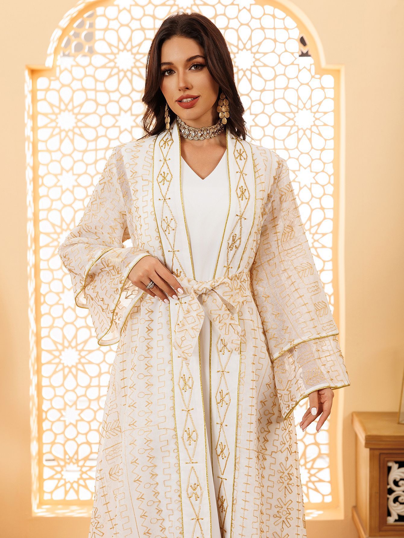 AB445 Mesh embroidered dress
