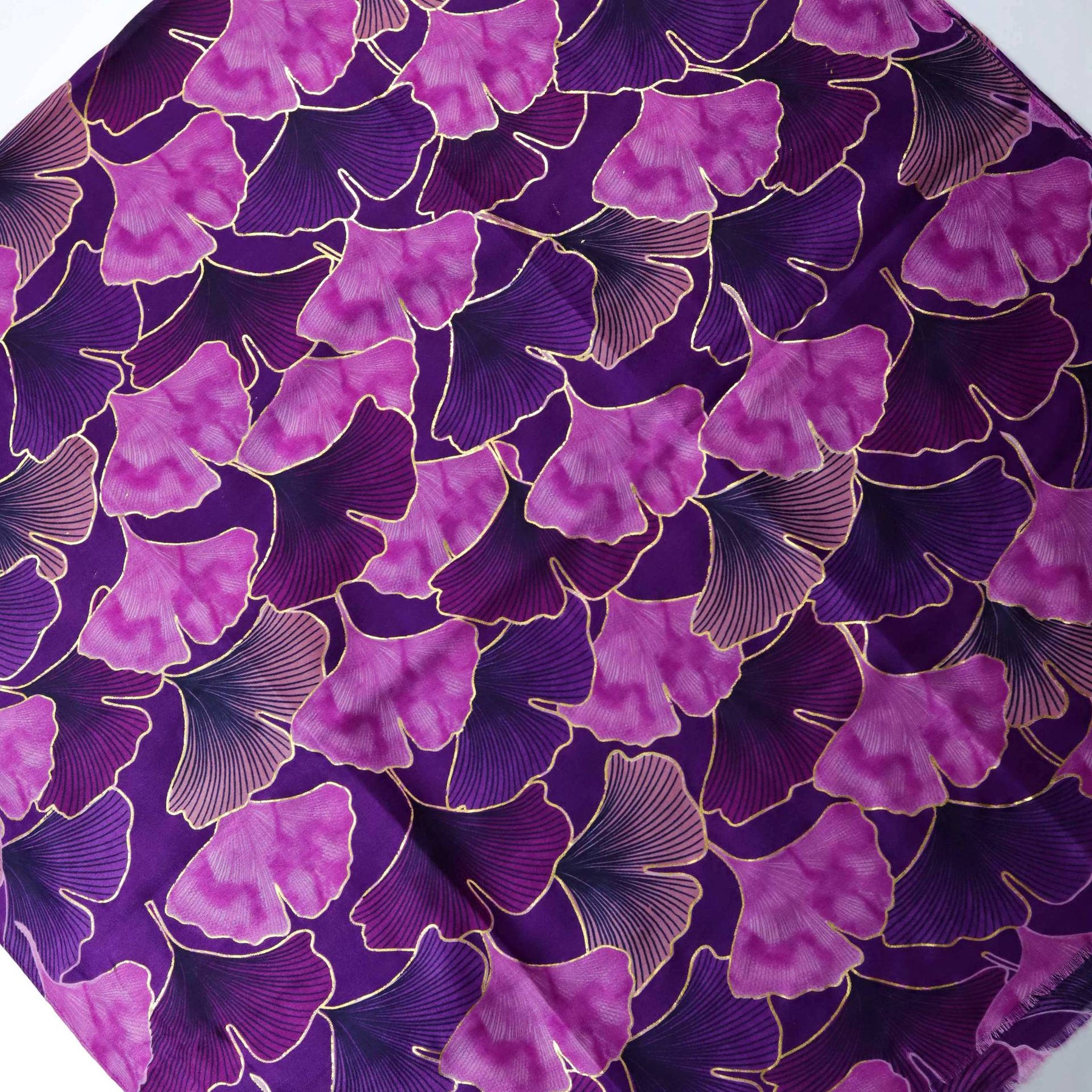 221006 stamping ginkgo printed scarf - MinYang Fashion Apparel Accessory Manufacturer