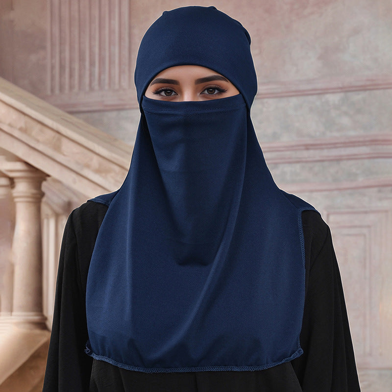 MSL095 Crystal hemp face covering solid color hijab cap
