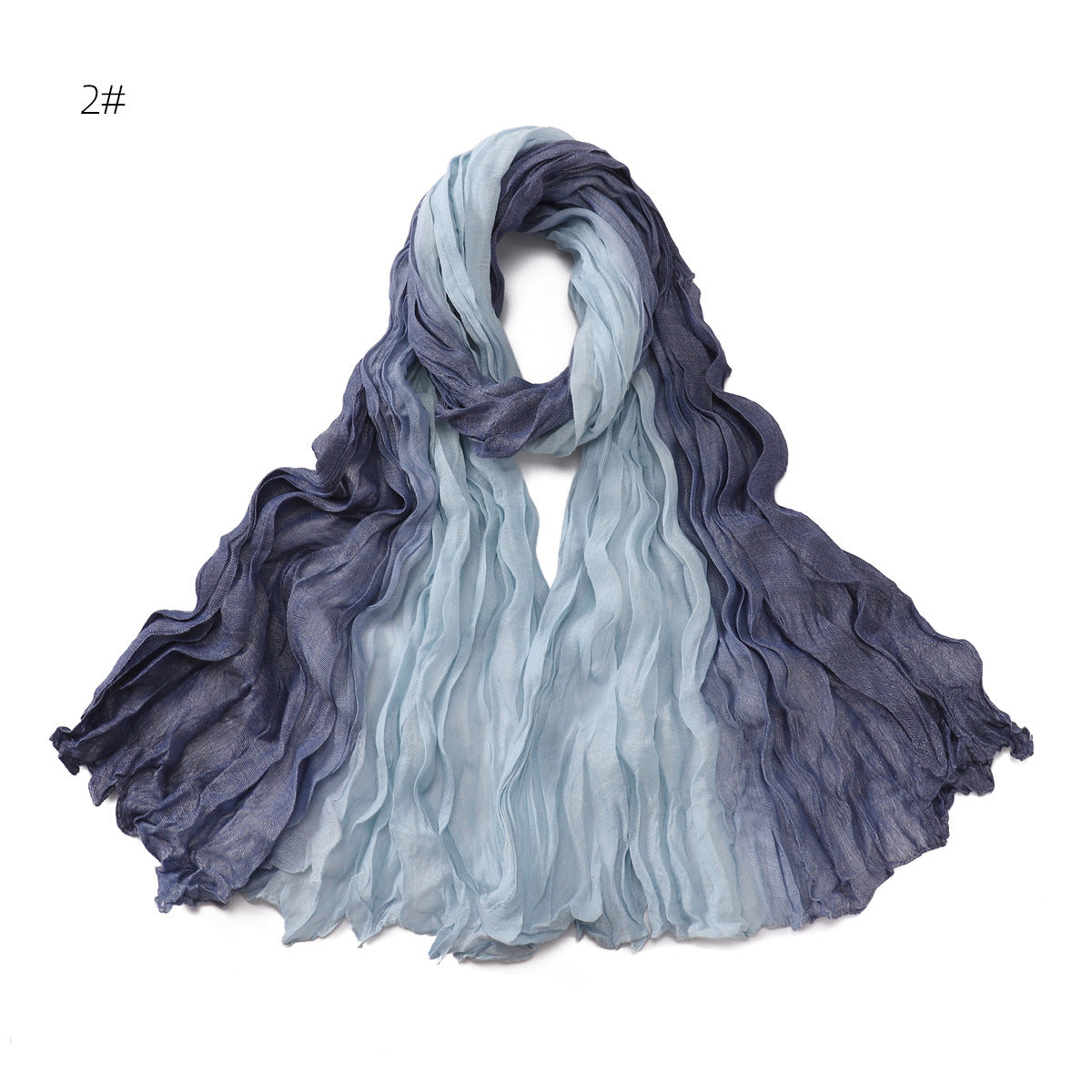 YZ205 Cotton and linen gradient wrinkled dyed long scarf hijab hijab/tudung printed hijab printed scarf Gradient - MinYang Fashion Apparel Accessory Manufacturer