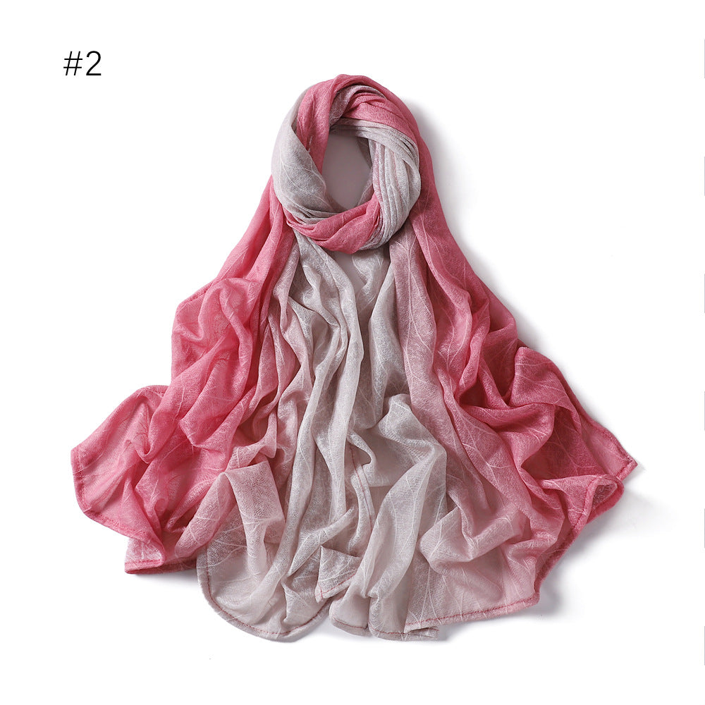 YZ80 Lace breathable hollow slightly elastic wave gradient color hijab hijab/tudung printed hijab printed scarf Gradient